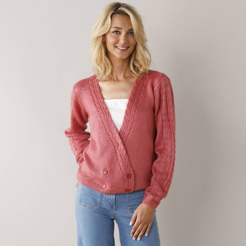 Sveter so zavinovacím zapínaním ružová 040 Blancheporte 57360285