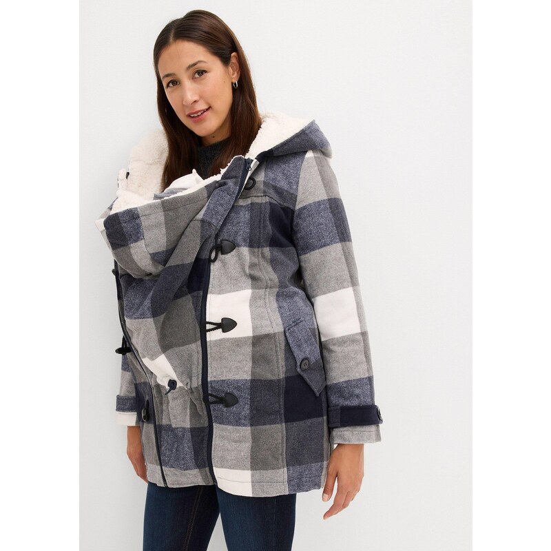 bonprix Materská bunda s umelou kožušinou/na nosenie detí, farba modrá 44790413