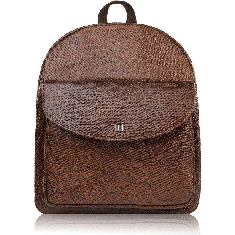 Paolo Peruzzi Dámsky kožený batoh vzor hadej kože malý | hnedá T-18 57402366