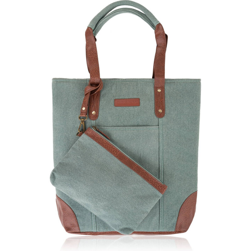 Paolo Peruzzi Shopper taška + kozmetická taštička E-23-BU | sivozelená 57402377