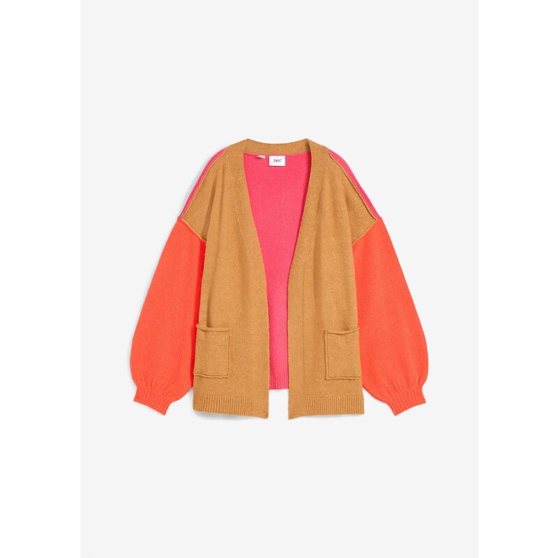 bonprix Pletený sveter, oversize s Color Blocking, farba hnedá 57402422