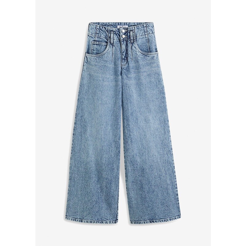 bonprix Džínsy, Wide Leg, vysoký pás, farba modrá 57336430