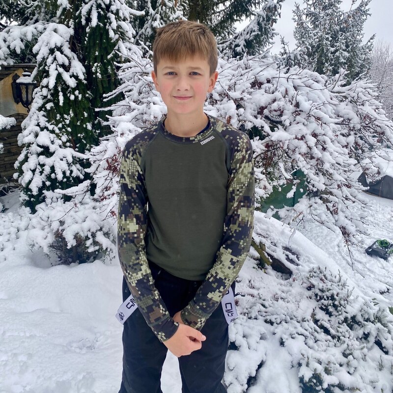 TERMOVEL Chlapčenské khaki tričko s dlhými rukávmi 57405694