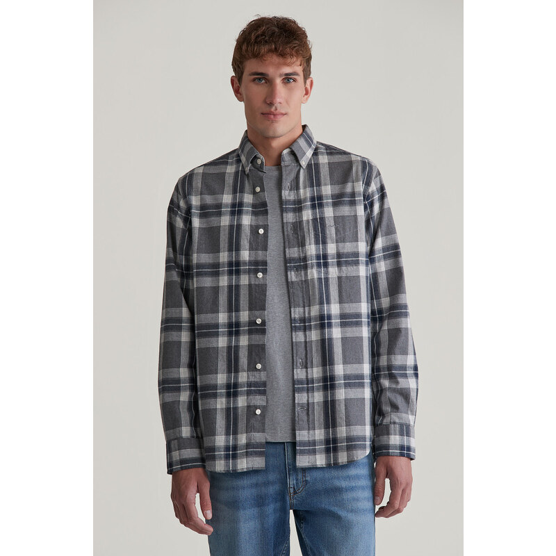 KOŠEĽA GANT REG TARTAN MELANGE CHECK SHIRT DARK GREY MELANGE 57412730