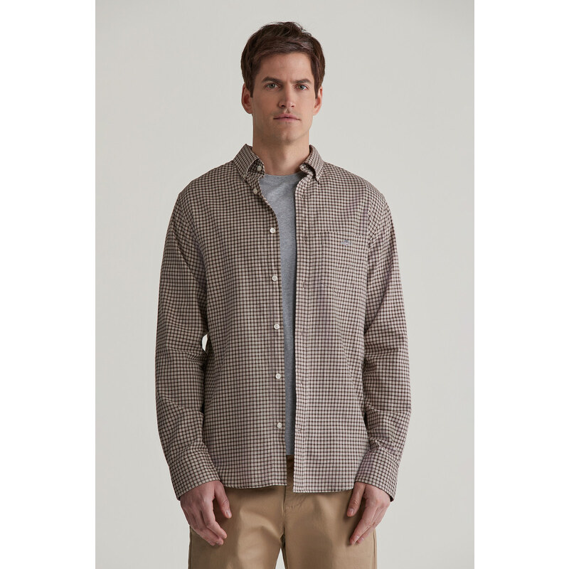 KOŠEĽA GANT REG MICROCHECK FLANNEL SHIRT DARK KHAKI 57412731
