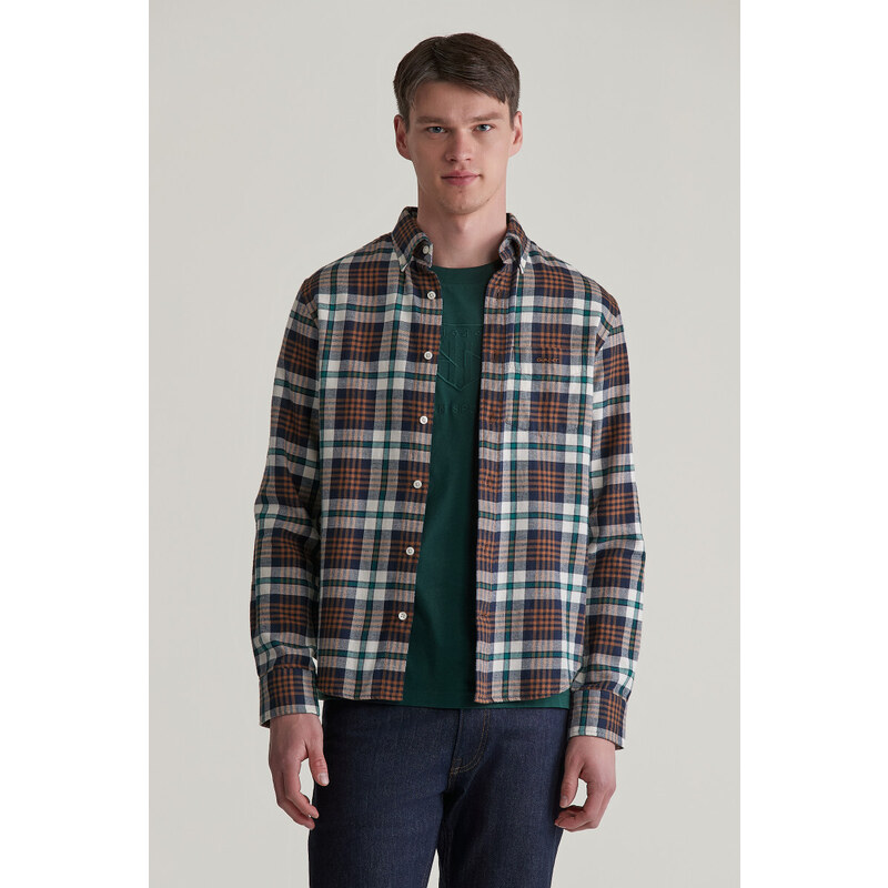 KOŠEĽA GANT REG FLANNEL PLAID SHIRT CACAO 57412734