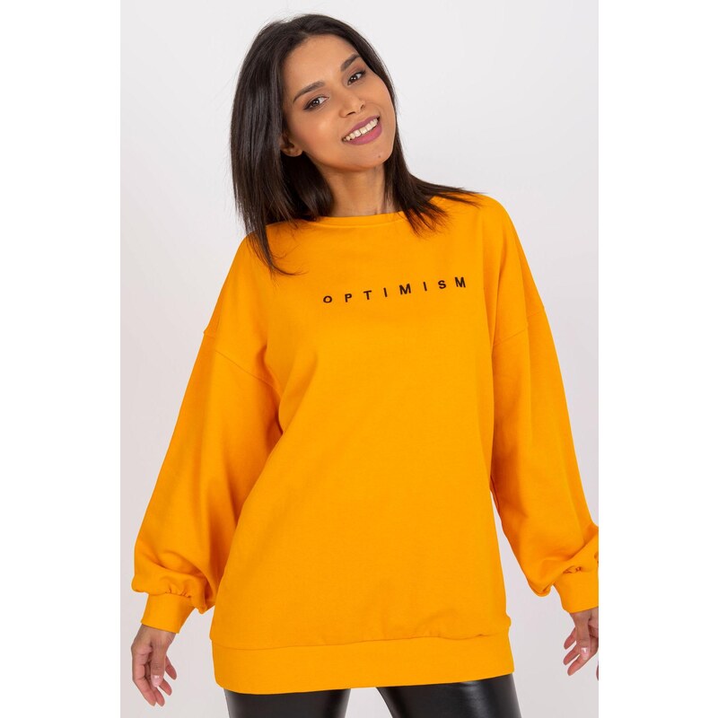 MladaModa Mikina s vyšívaným nápisom Optimism oranžová 57436416