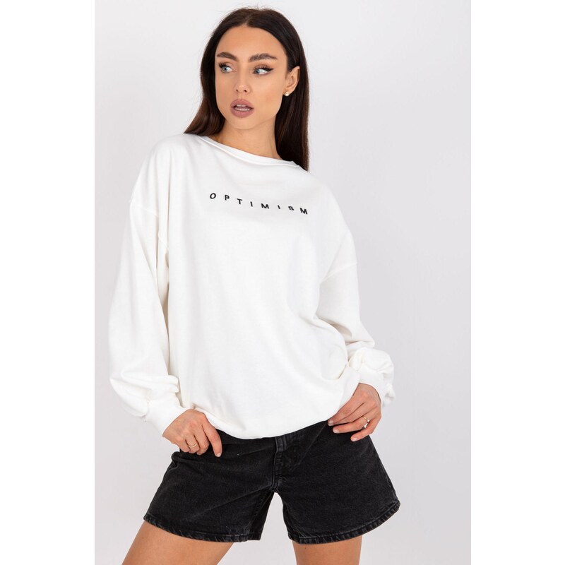 MladaModa Mikina s vyšívaným nápisom Optimism farba ecru 57436417