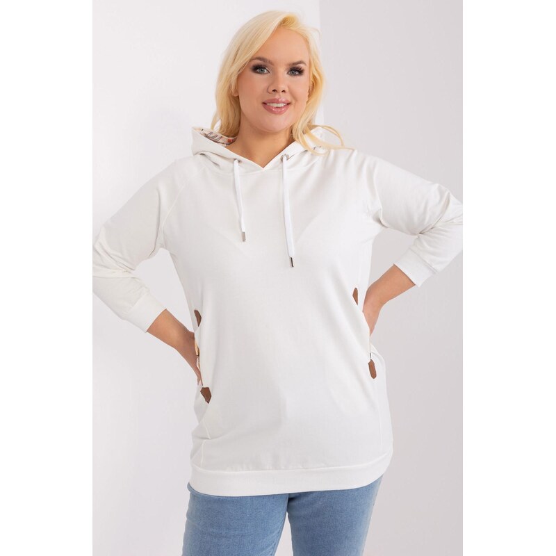 MladaModa Oversize mikina s kapucňou model 22196 farba ecru 57436443