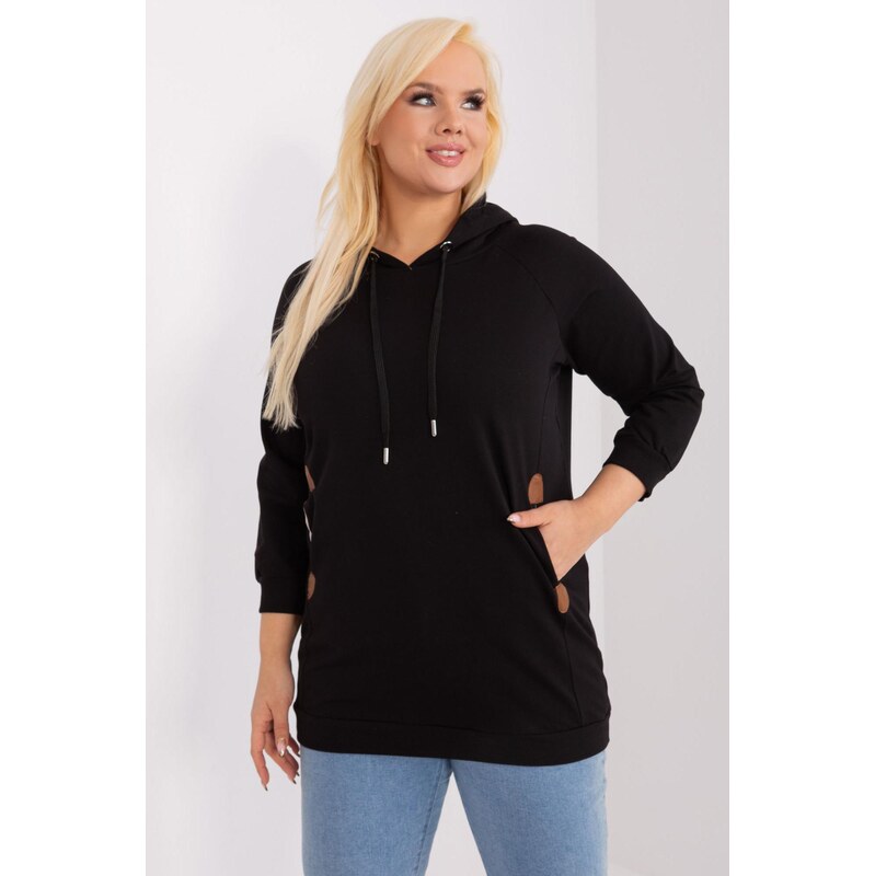 MladaModa Oversize mikina s kapucňou model 22196 čierna 57436444