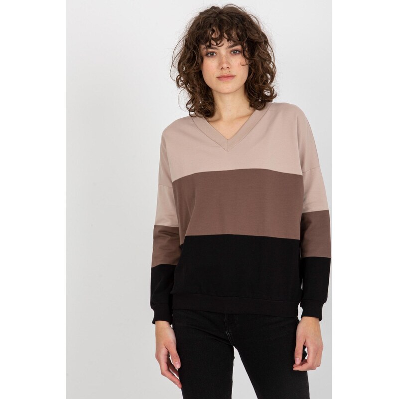 MladaModa Trojfarebná mikina so srdiečkovým výstrihom model 32834 57436473