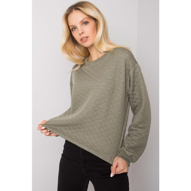 MladaModa Prešívaná mikina Kerstine bez kapucne farba khaki 57436483
