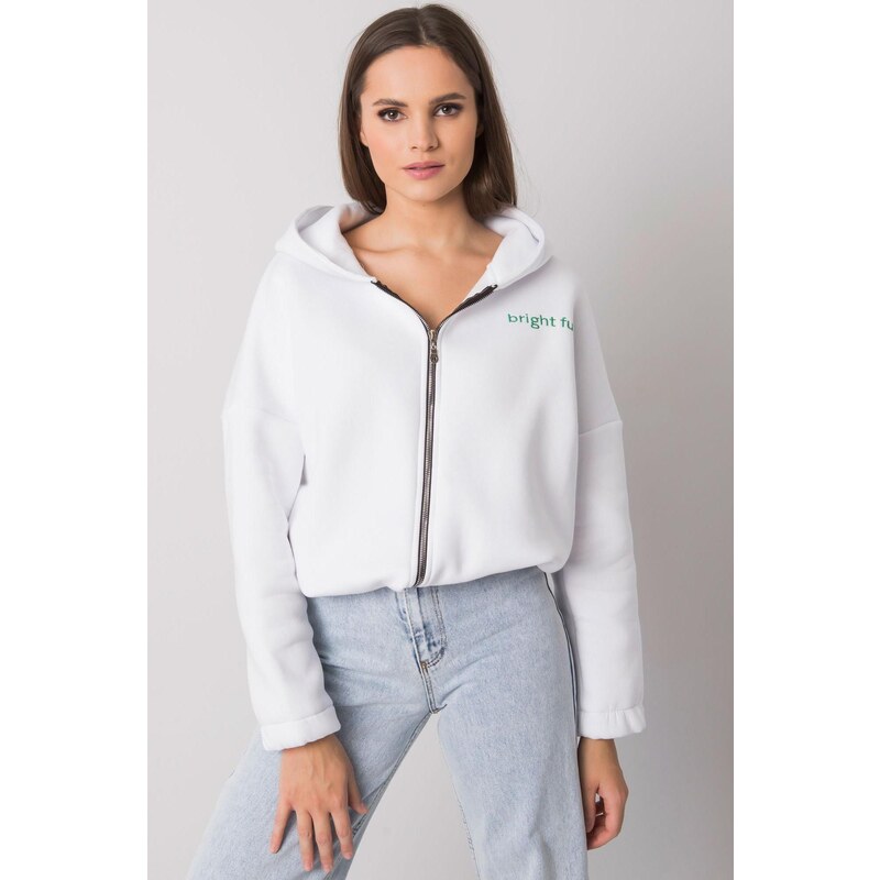 MladaModa Bavlnená mikina Michelle so zipsom a kapucňou biela 57436491