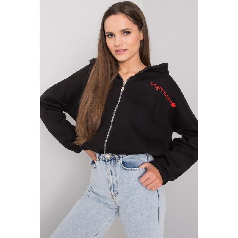 MladaModa Bavlnená mikina Michelle so zipsom a kapucňou čierna 57436498
