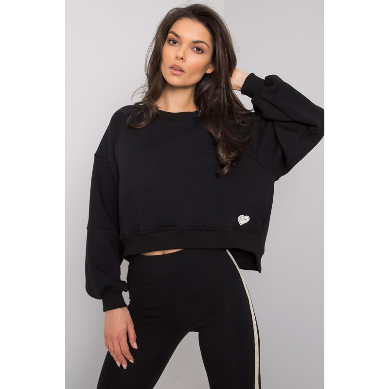 MladaModa Krátka mikina Yessie bez kapucne čierna 57436501