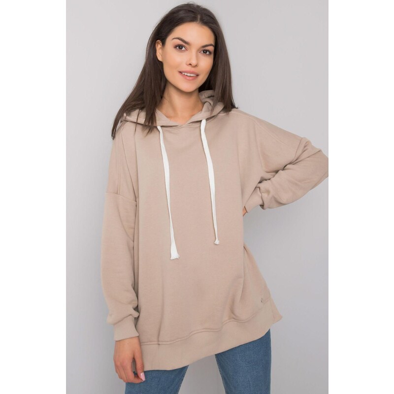 MladaModa Bavlnená mikina Cleveland s kapucňou béžová 57436515
