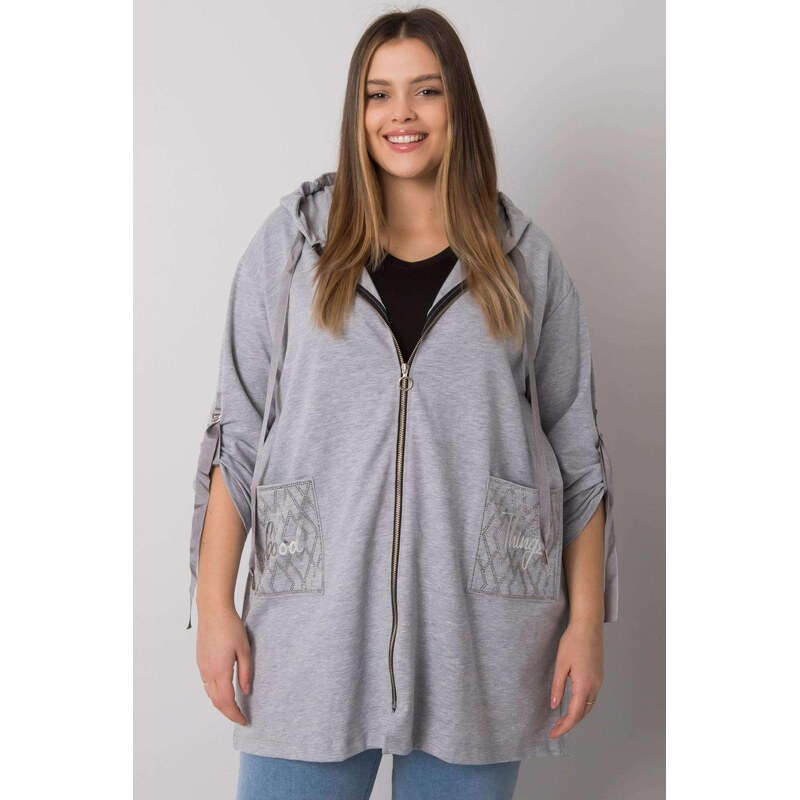 MladaModa Oversize mikina Zurich so zipsom a kapucňou šedá 57436526