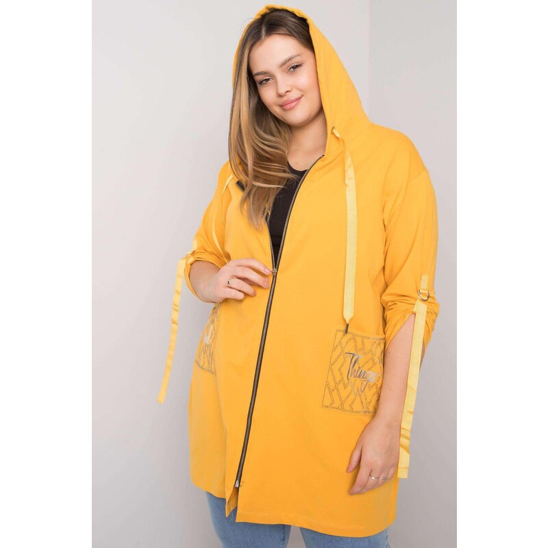 MladaModa Oversize mikina Zurich so zipsom a kapucňou horčicová 57436528
