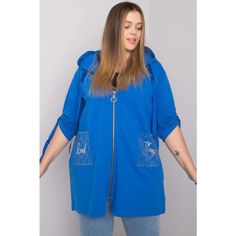 MladaModa Oversize mikina Zurich so zipsom a kapucňou kráľovská modrá 57436529