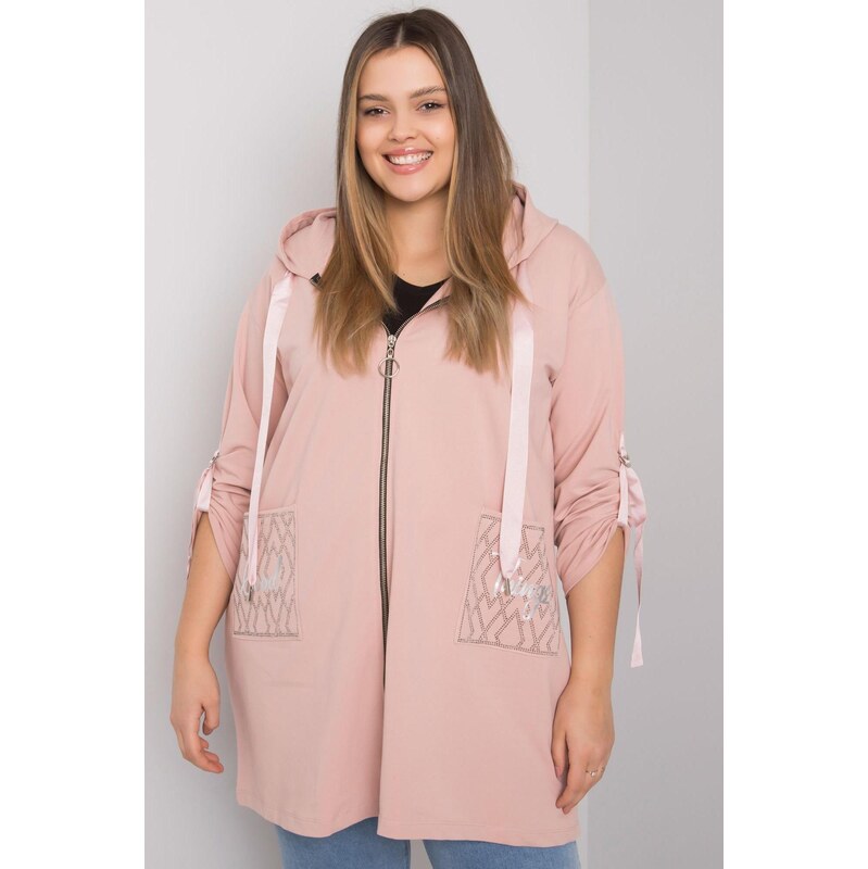 MladaModa Oversize mikina Zurich so zipsom a kapucňou staroružová 57436531