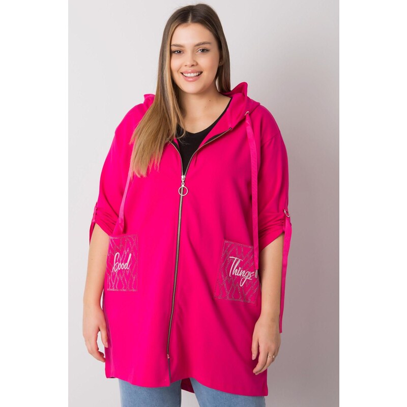 MladaModa Oversize mikina Zurich so zipsom a kapucňou fuksiová 57436532