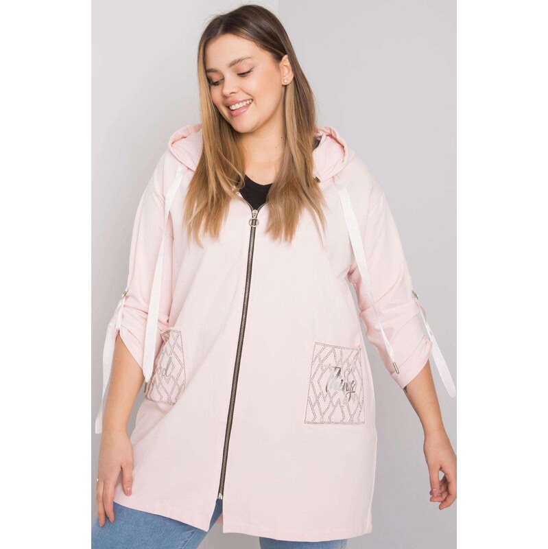 MladaModa Oversize mikina Zurich so zipsom a kapucňou pudrovo ružová 57436534