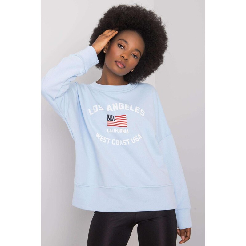 MladaModa Bavlnená mikina Loretta bez kapucne svetlomodrá 57436539