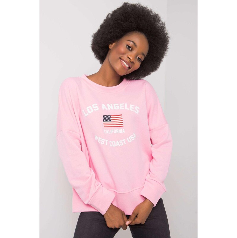 MladaModa Bavlnená mikina Loretta bez kapucne jasná ružová 57436540