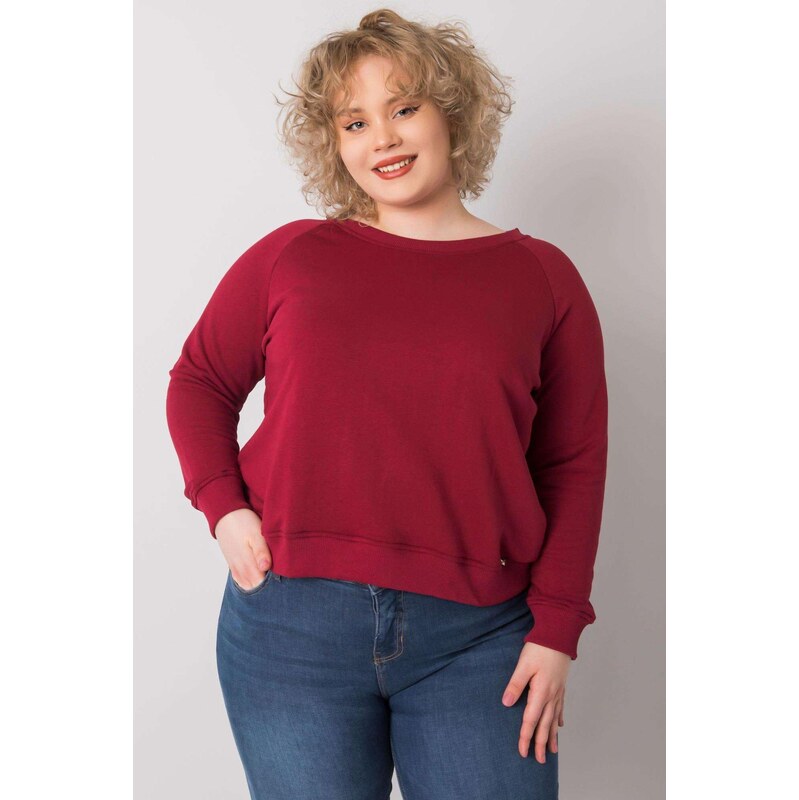 MladaModa Oversize mikina Donna bez kapucne bordová 57436542