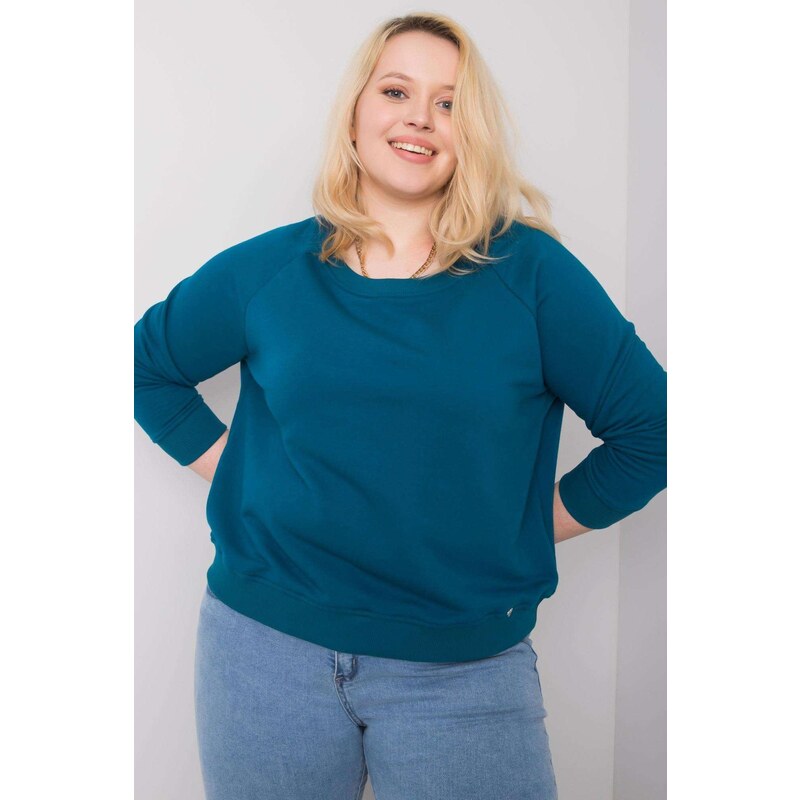 MladaModa Oversize mikina Donna bez kapucne tyrkysová 57436545