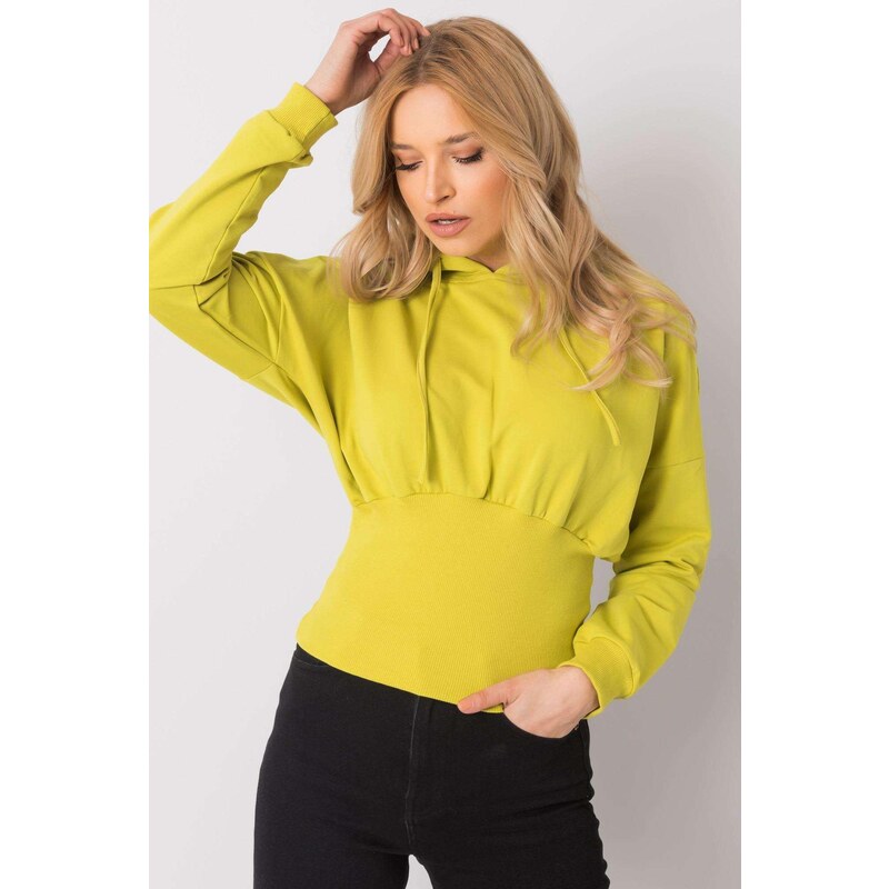 MladaModa Bavlnená mikina Leilani s kapucňou a šnúrkami farba kiwi 57436552