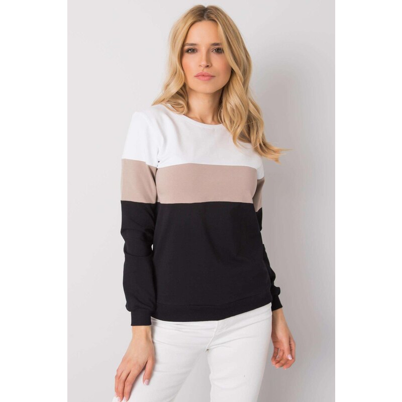 MladaModa Trojfarebná mikina Larice bez kapucne béžová+čierna 57436558