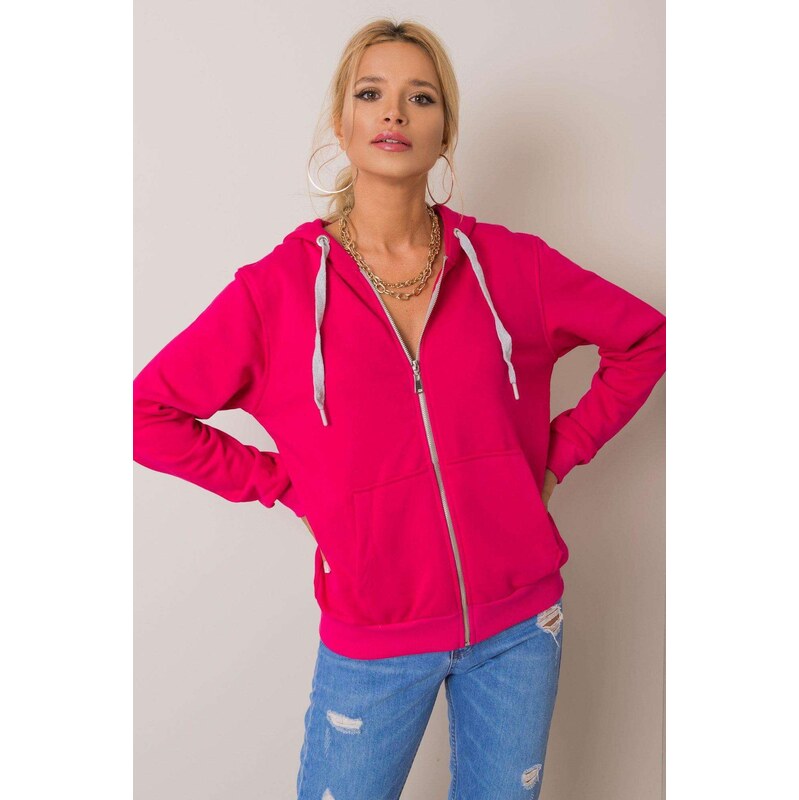MladaModa Bavlnená mikina Linda so zipsom a kapucňou fuksiová 57436563