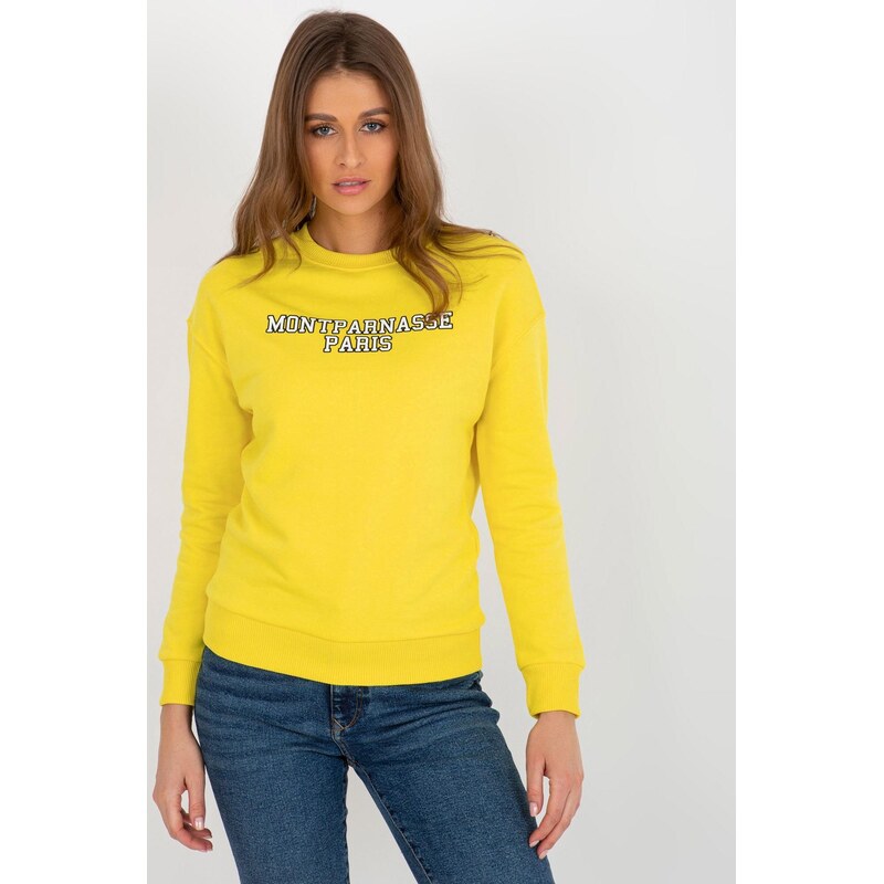 MladaModa Mikina bez kapucne s nápisom Montparnasse Paris žltá 57436566