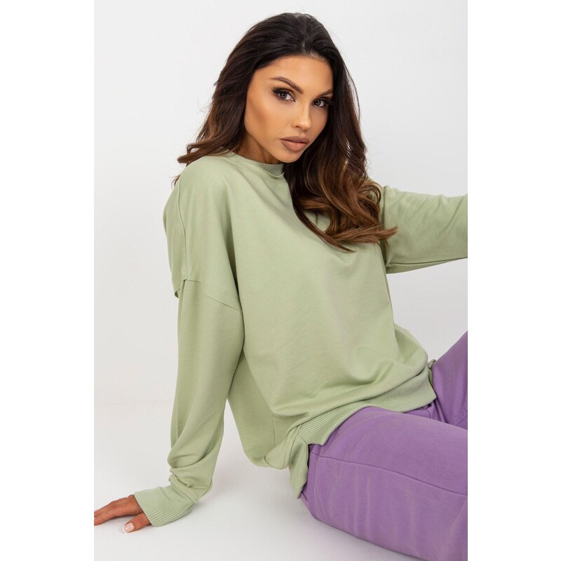 MladaModa Mikina bez kapucne model 02104 tmavá mentolová 57436570