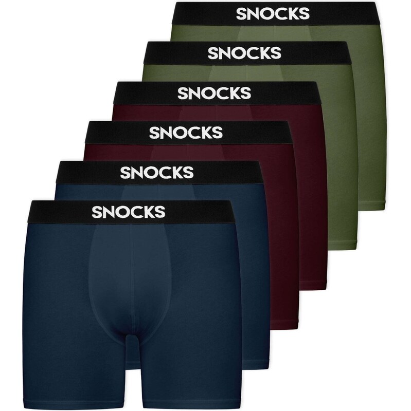 SNOCKS Boxerky tmavomodrá / olivová / burgundská / čierna / biela 64230106