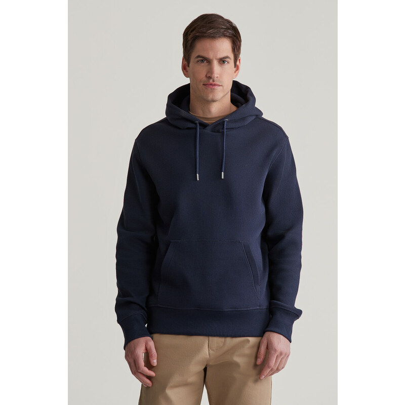 MIKINA GANT WAFFLE HOODIE EVENING BLUE 57453065