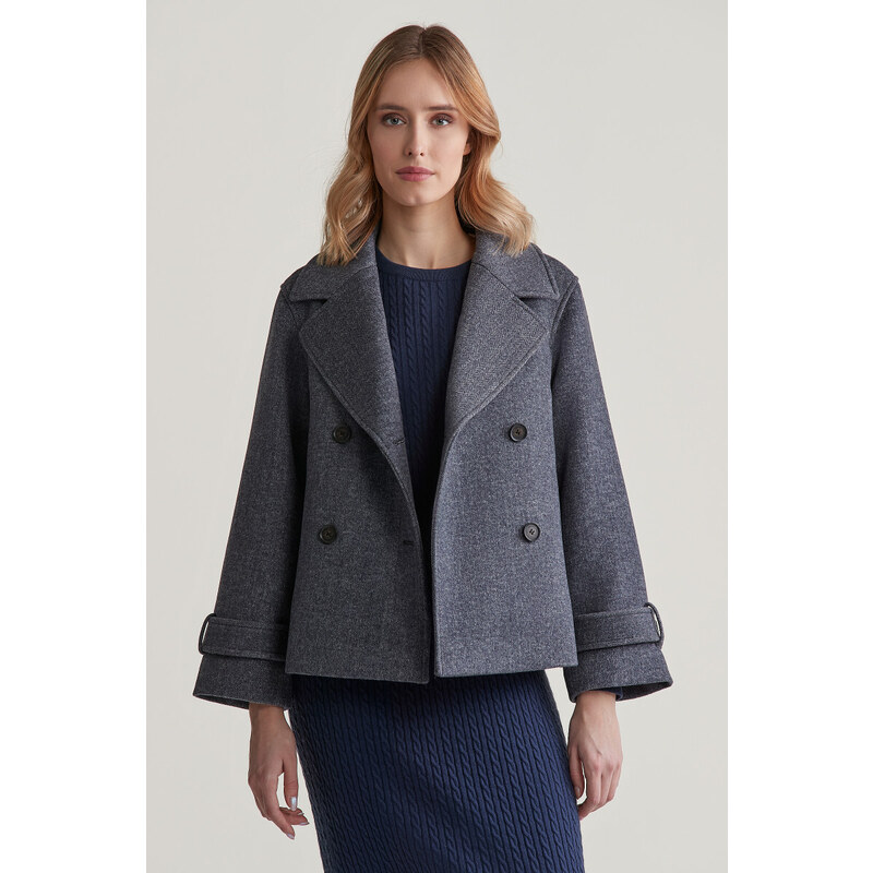 BUNDA GANT CROPPED HERRINGBONE WOOL JACKET EVENING BLUE 57453081