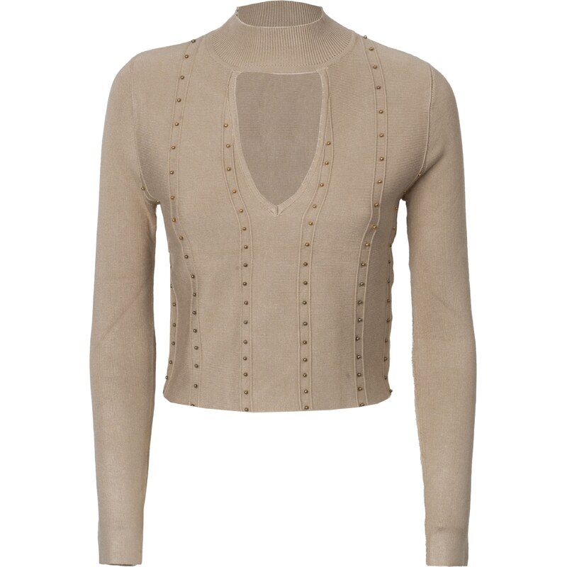 Influencer Sveter tmavobéžová / zlatá 57455907