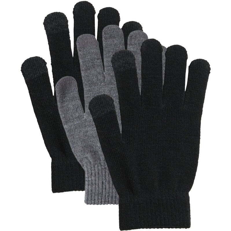 PIECES Prstové rukavice NEW BUDDY sivá melírovaná / čierna 57456360