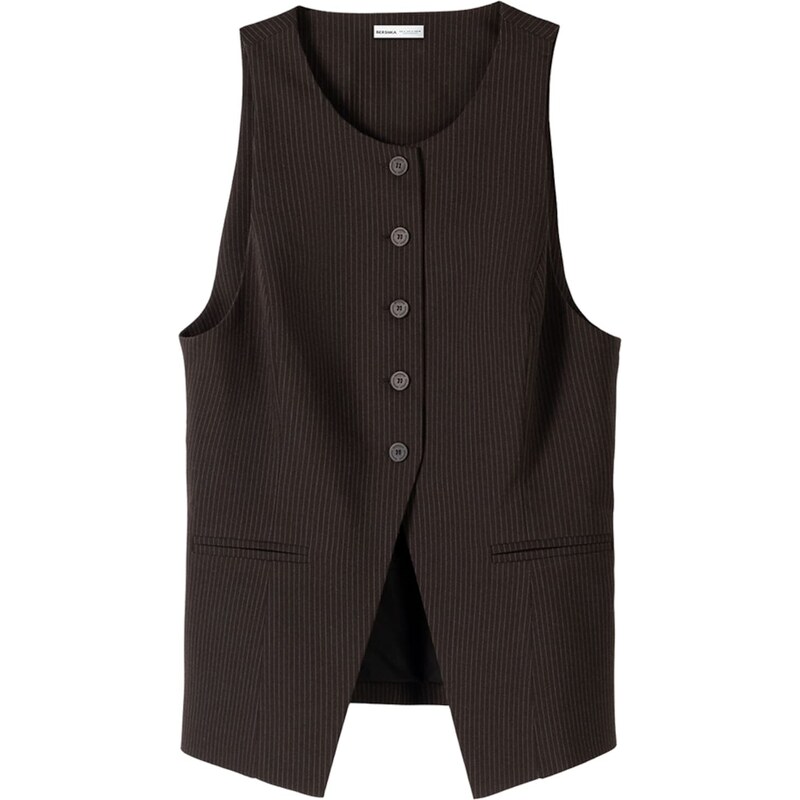 Bershka Vesta k obleku tmavohnedá / tmavosivá 58423301