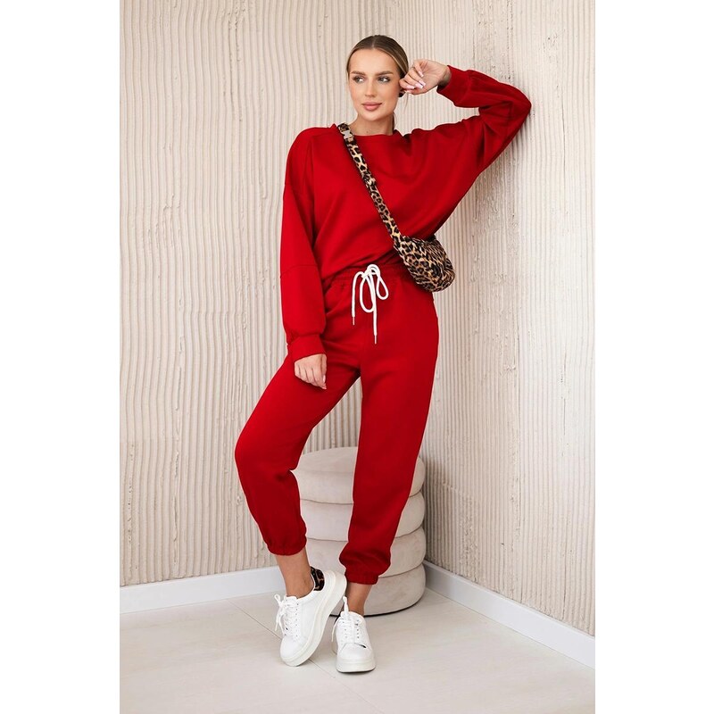 MladaModa Viskózová tepláková súprava model 7065P červená 57467163