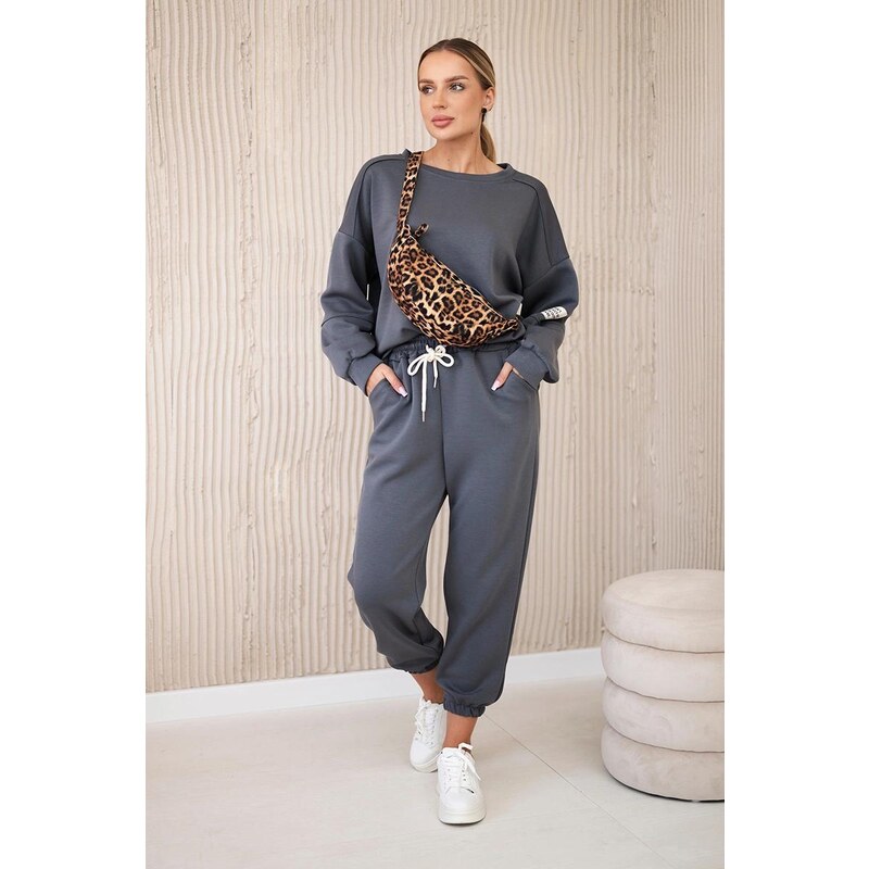 MladaModa Viskózová tepláková súprava model 7065P grafitová 57467169