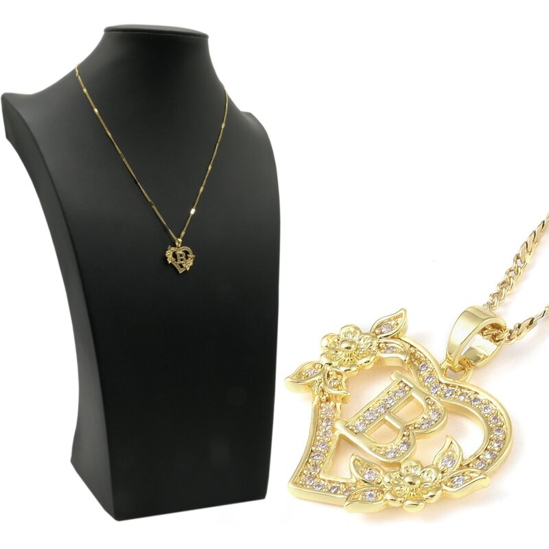 CITY STORM Retiazka s príveskom B v zlatom srdiečku s kamienkami 66889197