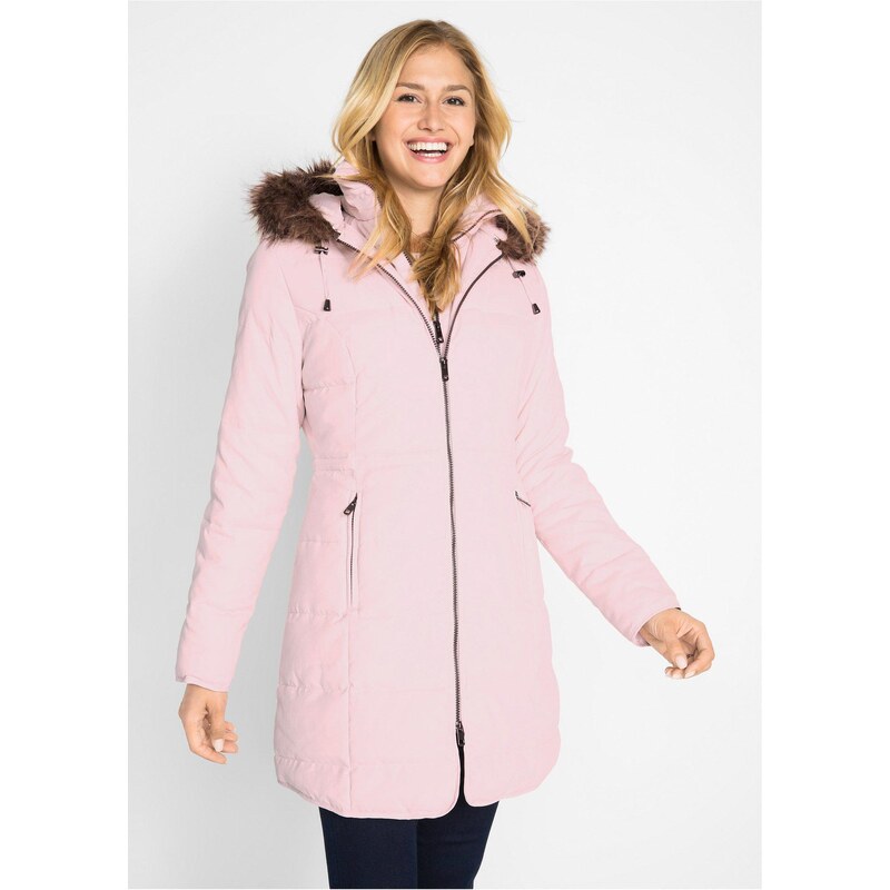 bonprix Krátky kabát s kapucňou, s podšívkou, farba ružová 60301639