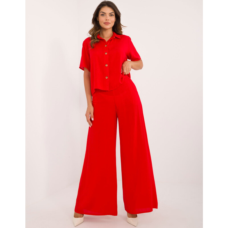 BASIC Červený letný komplet košele a širokých nohavíc LK-KMPL-509714 57302901
