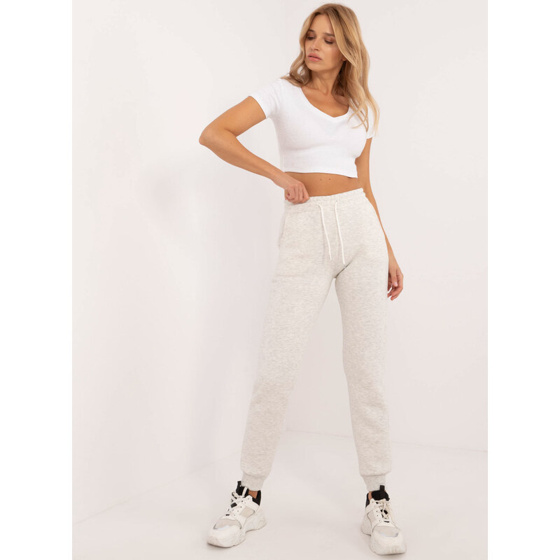 BASIC Svetlosivé dámske tepláky s vreckami EM-DR-661.00-light grey 57479043