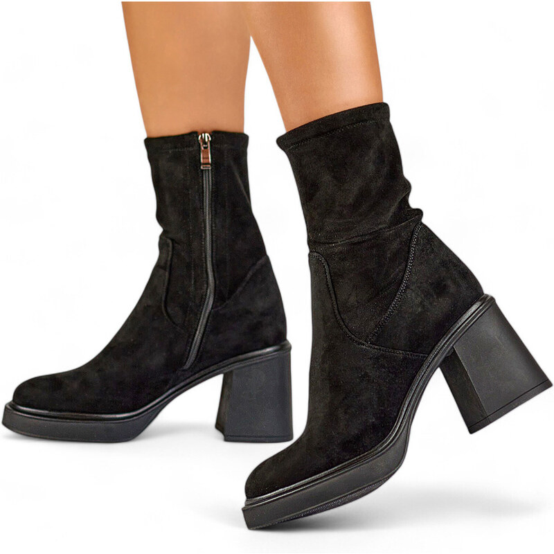 primohurt Priliehavé semišové čižmy s pohodlným opätkom a pružným 58356595