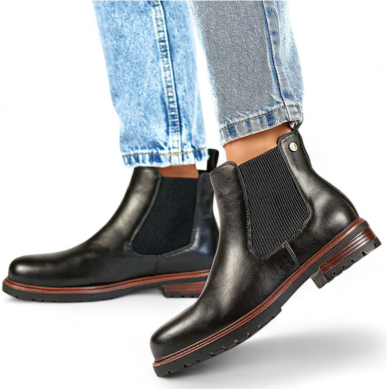 primohurt Čierne dámske čižmy Chelsea s plochou podrážkou, hnedé čižmy 58356707