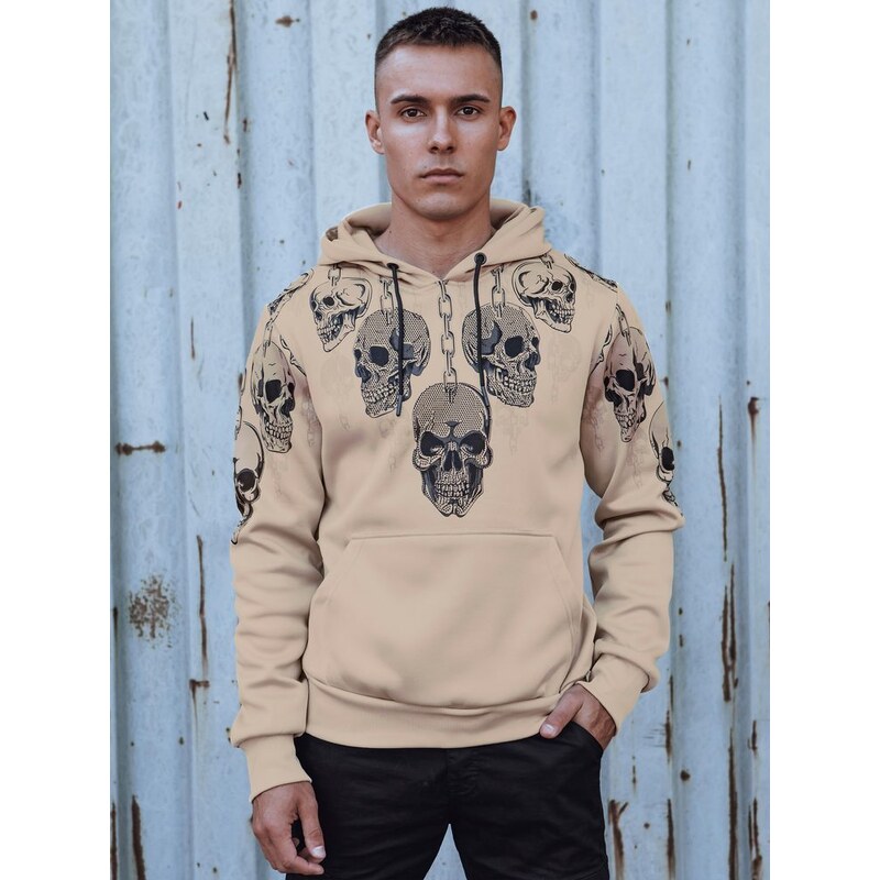 Dstreet Originálna béžová mikina s potlačou 57529131